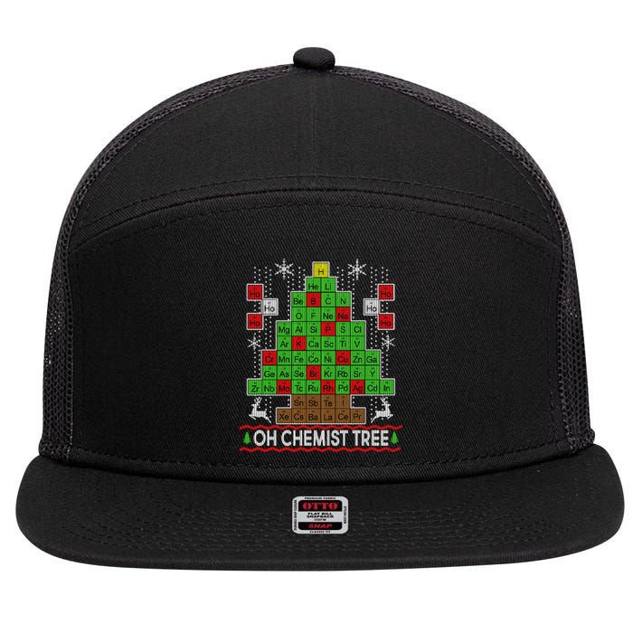 Oh Chemist Tree Ugly Christmas Sweater 7 Panel Mesh Trucker Snapback Hat