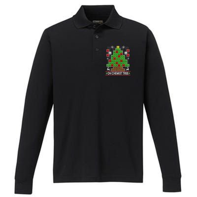 Oh Chemist Tree Ugly Christmas Sweater Performance Long Sleeve Polo