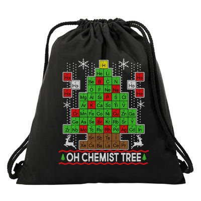 Oh Chemist Tree Ugly Christmas Sweater Drawstring Bag
