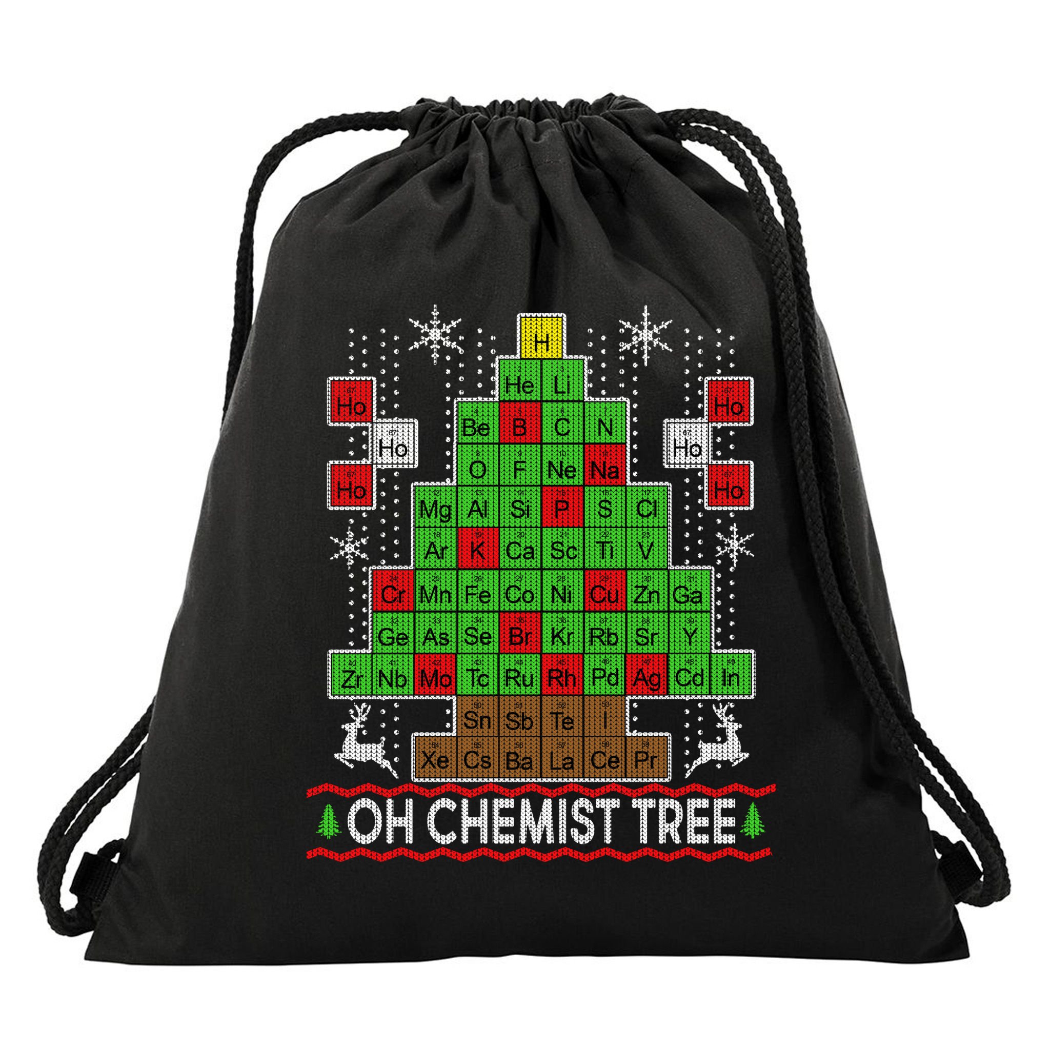 Oh Chemist Tree Ugly Christmas Sweater Drawstring Bag