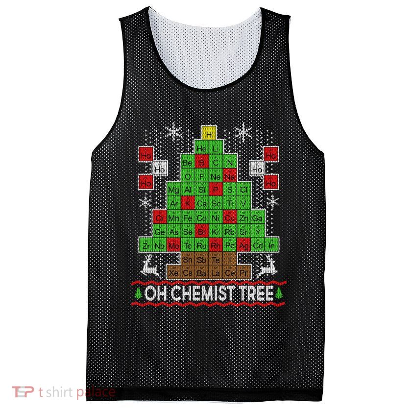 Oh Chemist Tree Ugly Christmas Sweater Mesh Reversible Basketball Jersey Tank