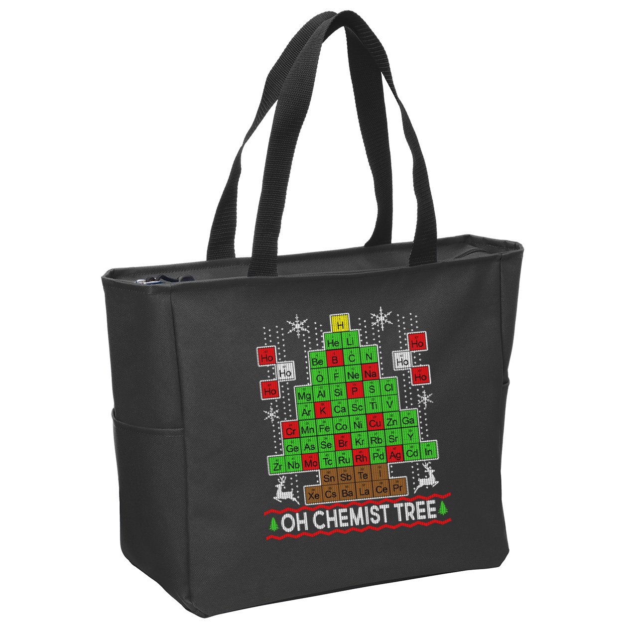 Oh Chemist Tree Ugly Christmas Sweater Zip Tote Bag