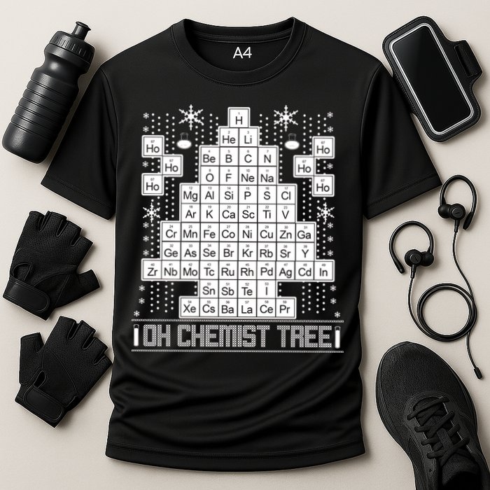 Oh Chemistry Tree Chemist Ugly Christmas Sweater Cooling Performance Crew T-Shirt