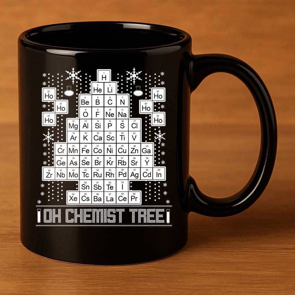 Oh Chemistry Tree Chemist Ugly Christmas Sweater 11oz C Handle Ceramic Mug