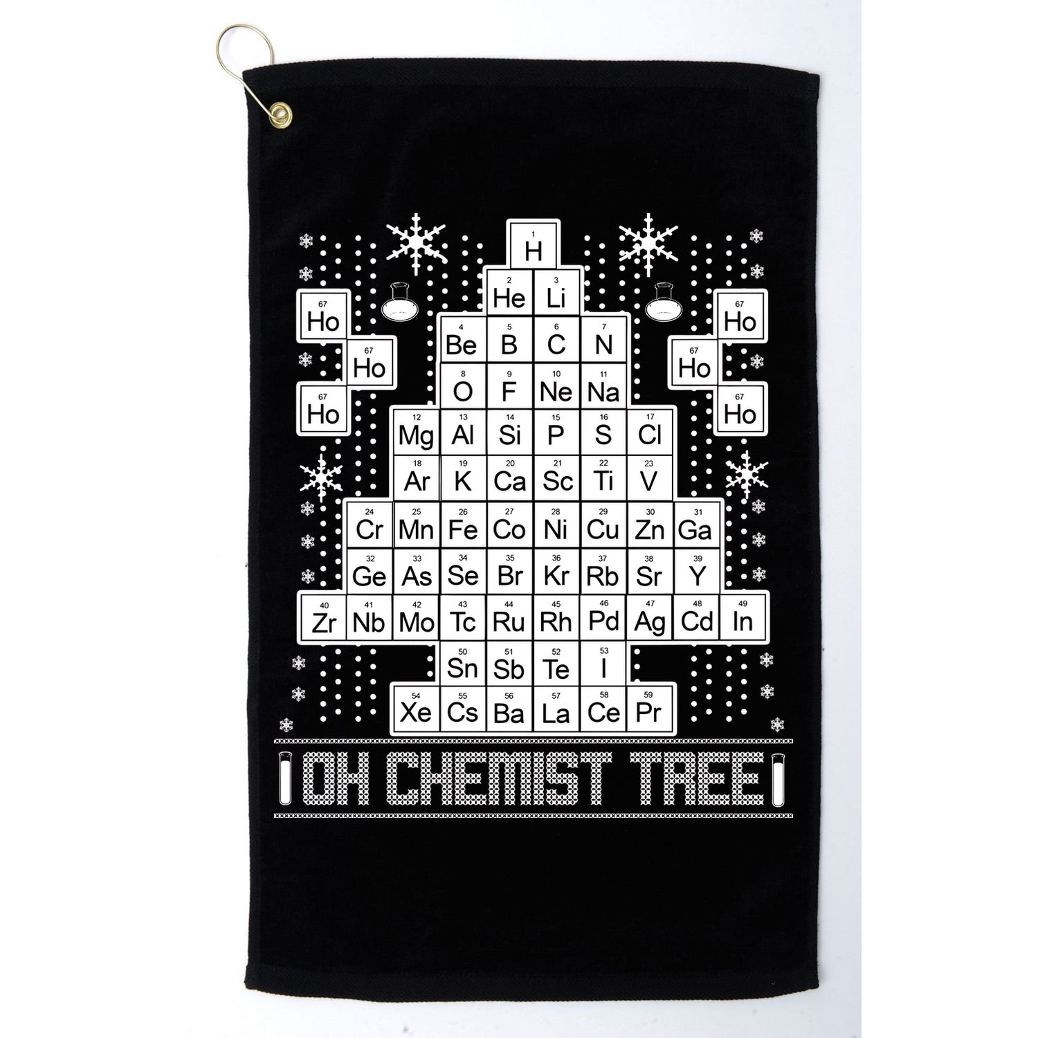 Oh Chemistry Tree Chemist Ugly Christmas Sweater Golf Towel