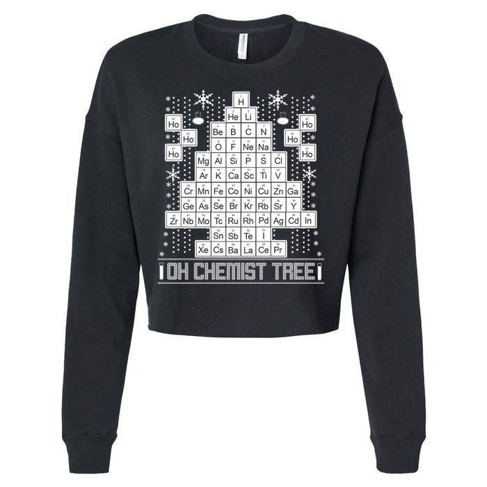 Oh Chemistry Tree Chemist Ugly Christmas Sweater Cropped Pullover Crew