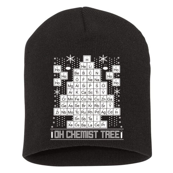 Oh Chemistry Tree Chemist Ugly Christmas Sweater Short Acrylic Beanie
