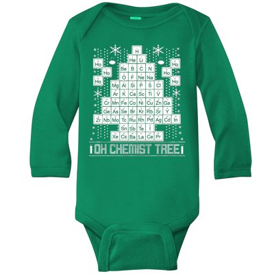 Oh Chemistry Tree Chemist Ugly Christmas Sweater Baby Long Sleeve Bodysuit