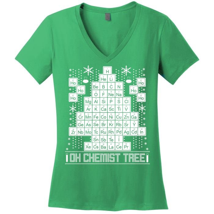 Oh Chemistry Tree Chemist Ugly Christmas Sweater Women's V-Neck T-Shirt