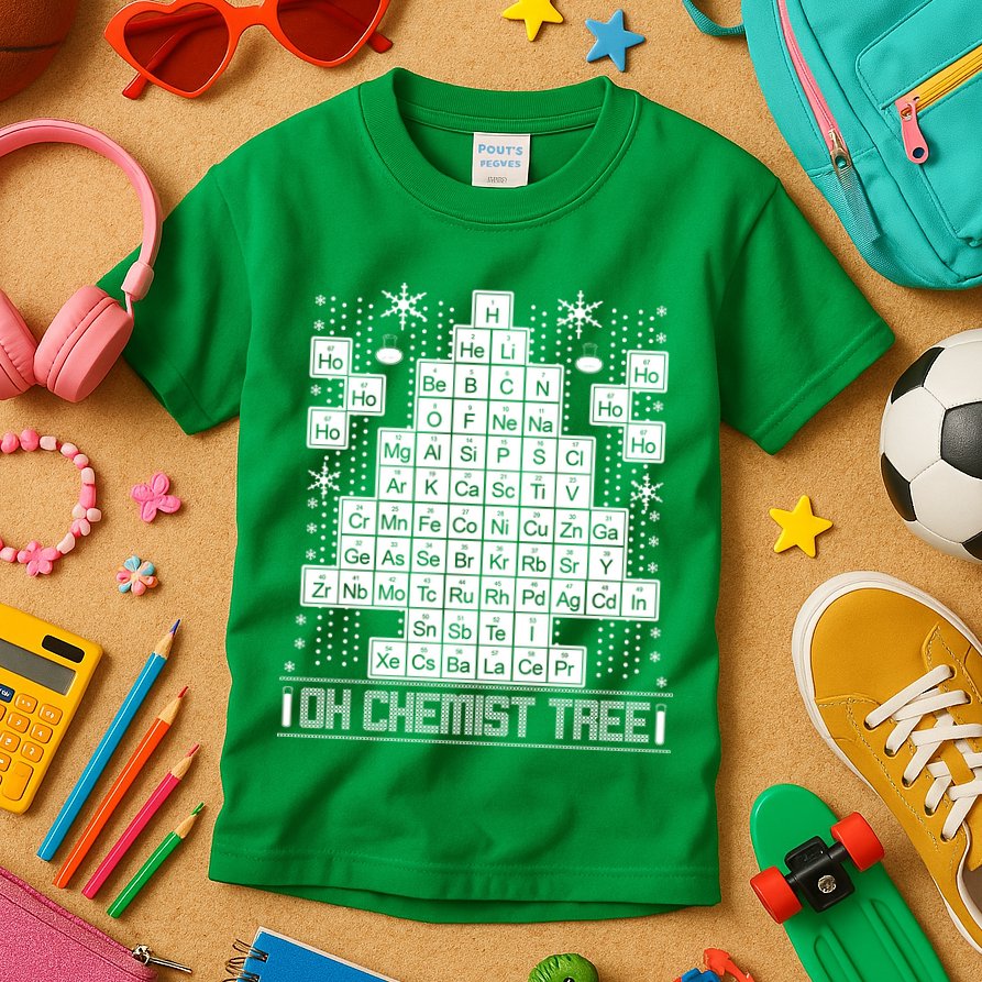 Oh Chemistry Tree Chemist Ugly Christmas Sweater Kids T-Shirt