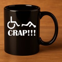 Oh Crap Wheel Chair Fail 11oz C Handle Ceramic Mug