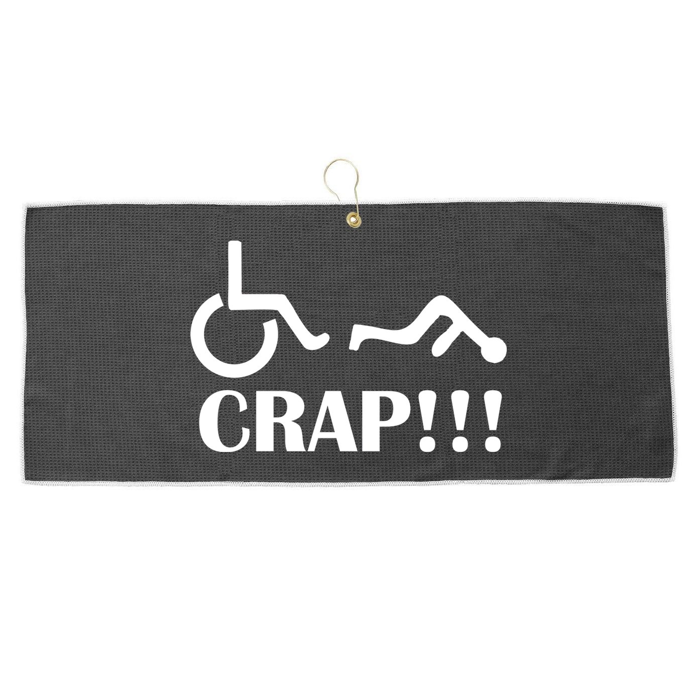 Oh Crap Wheel Chair Fail Large Microfiber Waffle Golf Towel