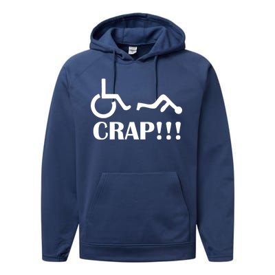 Oh Crap Wheel Chair Fail Performance Fleece Hoodie