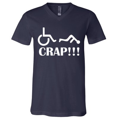 Oh Crap Wheel Chair Fail V-Neck T-Shirt