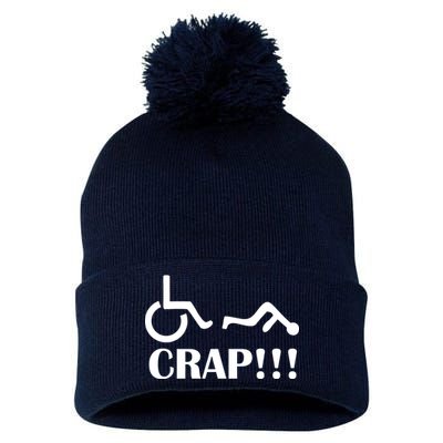 Oh Crap Wheel Chair Fail Pom Pom 12in Knit Beanie