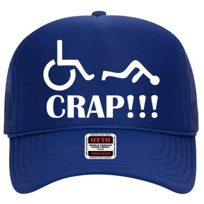 Oh Crap Wheel Chair Fail High Crown Mesh Back Trucker Hat