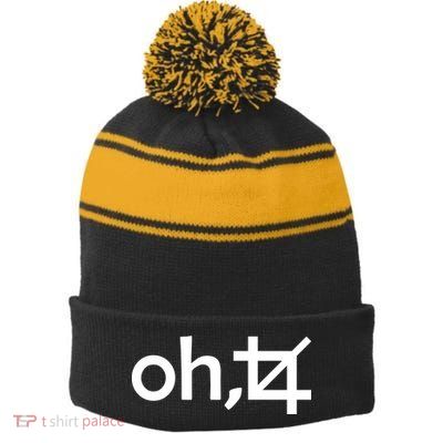 Oh Crop Stripe Pom Pom Beanie