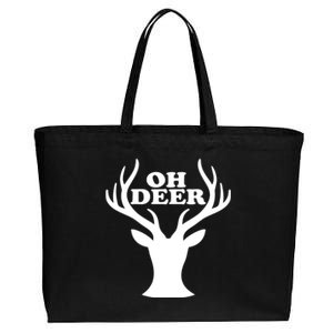 Oh Deer Funny Christmas Cotton Canvas Jumbo Tote