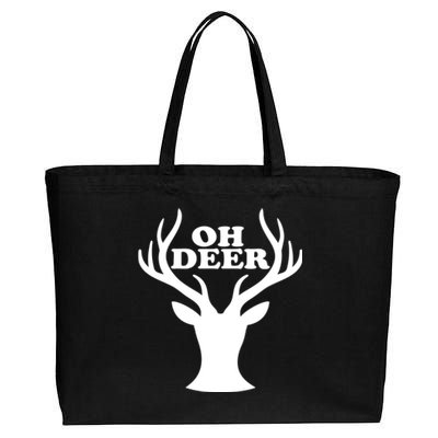 Oh Deer Funny Christmas Cotton Canvas Jumbo Tote