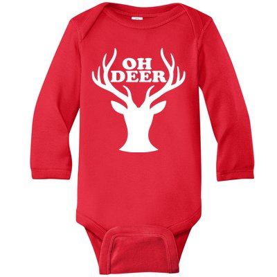 Oh Deer Funny Christmas Baby Long Sleeve Bodysuit