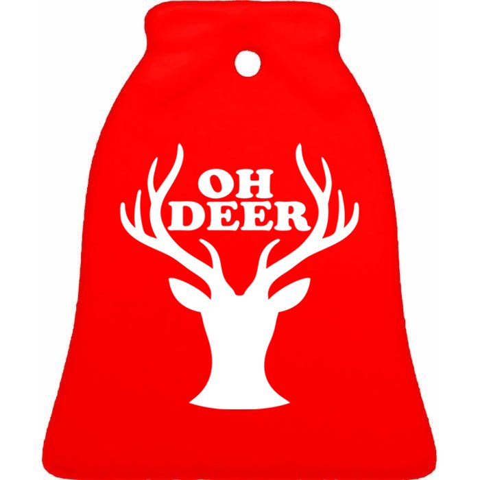 Oh Deer Funny Christmas Ceramic Bell Ornament