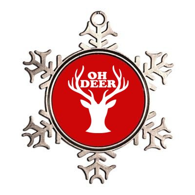 Oh Deer Funny Christmas Metallic Star Ornament