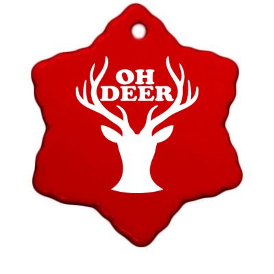 Oh Deer Funny Christmas Ceramic Star Ornament