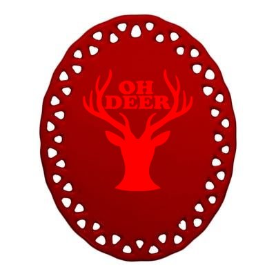 Oh Deer Funny Christmas Ceramic Oval Ornament