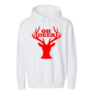 Oh Deer Funny Christmas Garment-Dyed Fleece Hoodie