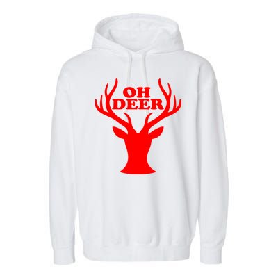 Oh Deer Funny Christmas Garment-Dyed Fleece Hoodie