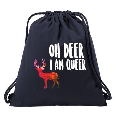 Oh Deer I'm A Queer Drawstring Bag