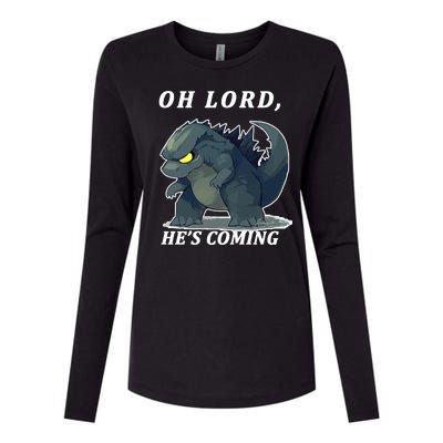 Oh Lord He's Coming Funny Monster Womens Cotton Relaxed Long Sleeve T-Shirt