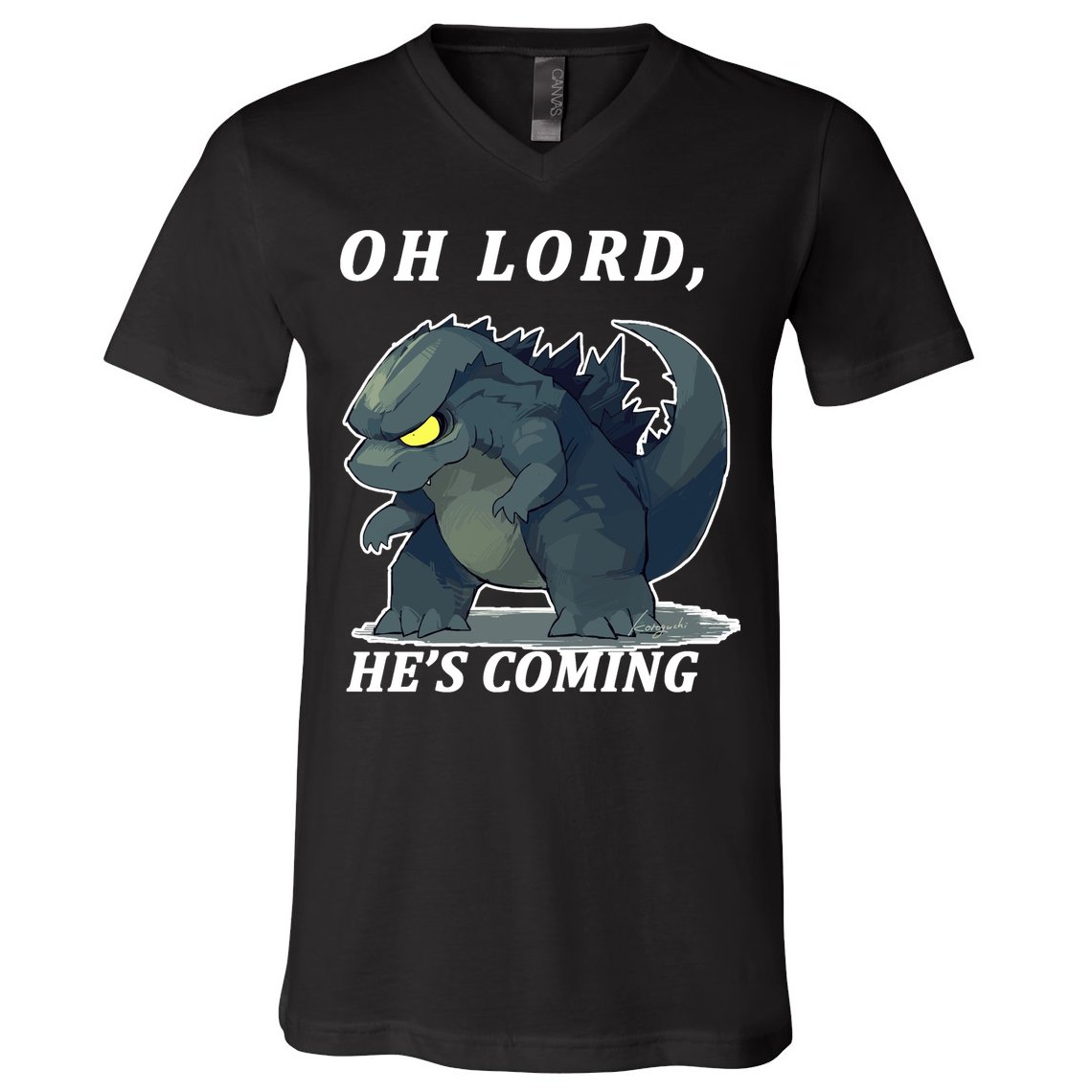 Oh Lord He's Coming Funny Monster V-Neck T-Shirt