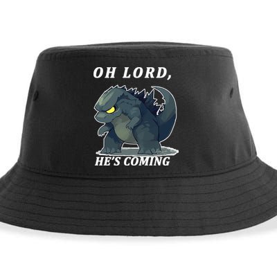 Oh Lord He's Coming Funny Monster Sustainable Bucket Hat