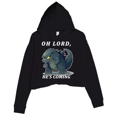 Oh Lord He's Coming Funny Monster Crop Fleece Hoodie