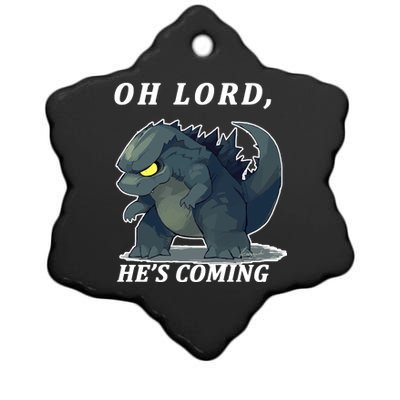 Oh Lord He's Coming Funny Monster Ceramic Star Ornament