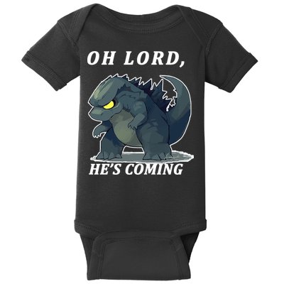 Oh Lord He's Coming Funny Monster Baby Bodysuit