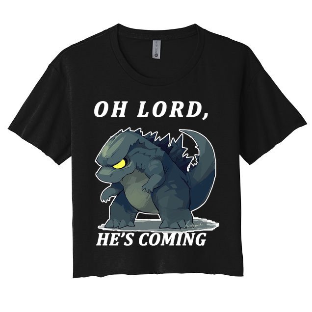 Oh Lord He's Coming Funny Monster Crop Top