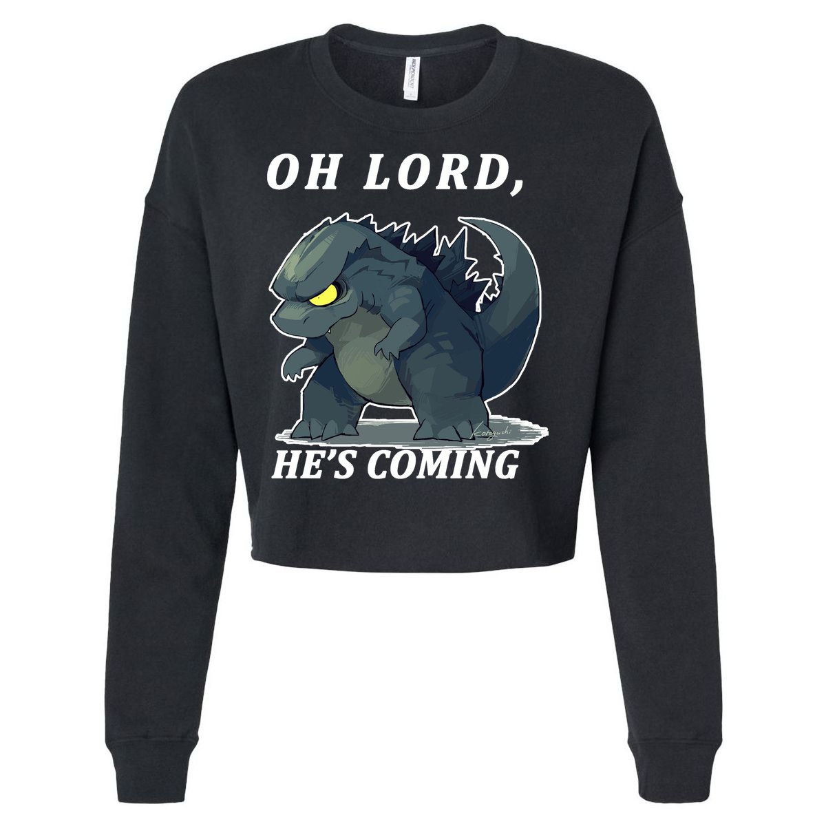 Oh Lord He's Coming Funny Monster Cropped Pullover Crew