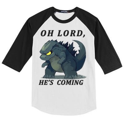 Oh Lord He's Coming Funny Monster Kids Colorblock Raglan Jersey