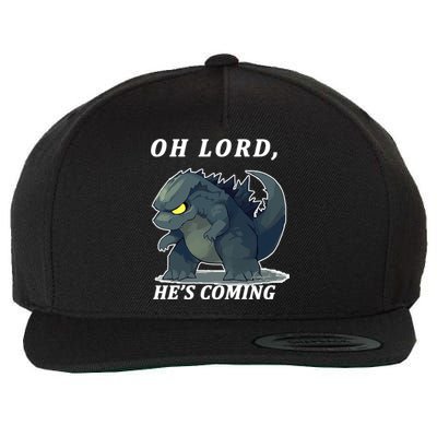 Oh Lord He's Coming Funny Monster Wool Snapback Cap