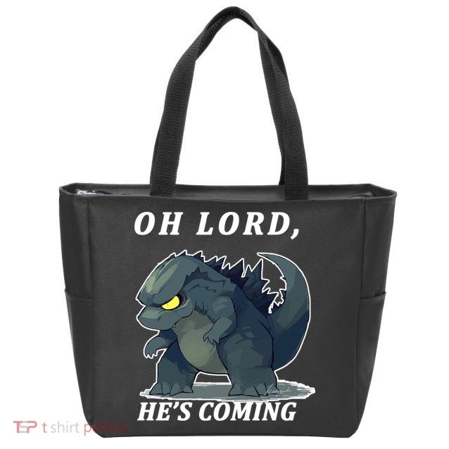 Oh Lord He's Coming Funny Monster Zip Tote Bag