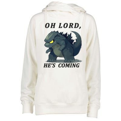 Oh Lord He's Coming Funny Monster Womens Funnel Neck Pullover Hood