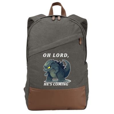 Oh Lord He's Coming Funny Monster Cotton Canvas Backpack