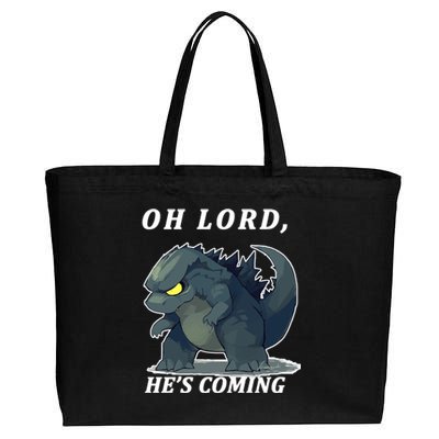 Oh Lord He's Coming Funny Monster Cotton Canvas Jumbo Tote