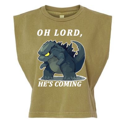 Oh Lord He's Coming Funny Monster Garment-Dyed Women's Muscle Tee