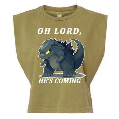 Oh Lord He's Coming Funny Monster Garment-Dyed Women's Muscle Tee