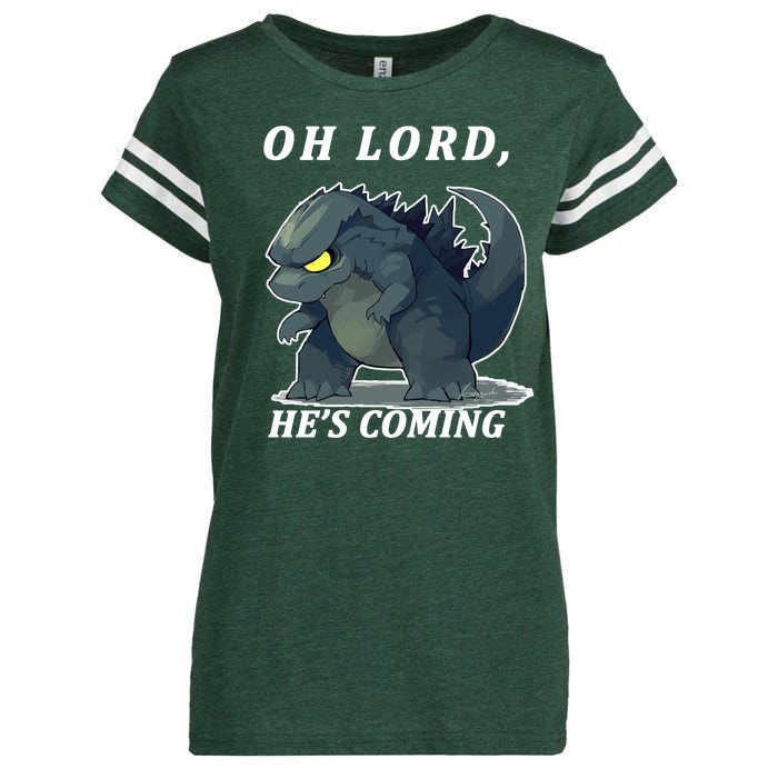 Oh Lord He's Coming Funny Monster Enza Ladies Jersey Football T-Shirt