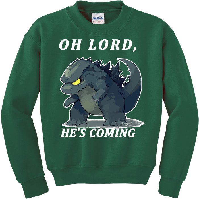 Oh Lord He's Coming Funny Monster Kids Sweatshirt