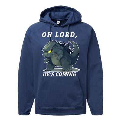 Oh Lord He's Coming Funny Monster Performance Fleece Hoodie